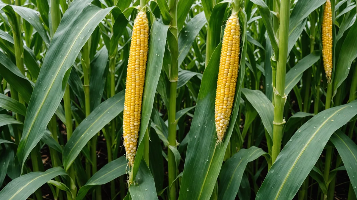 Corn field at tassel with a disease-assessment zone