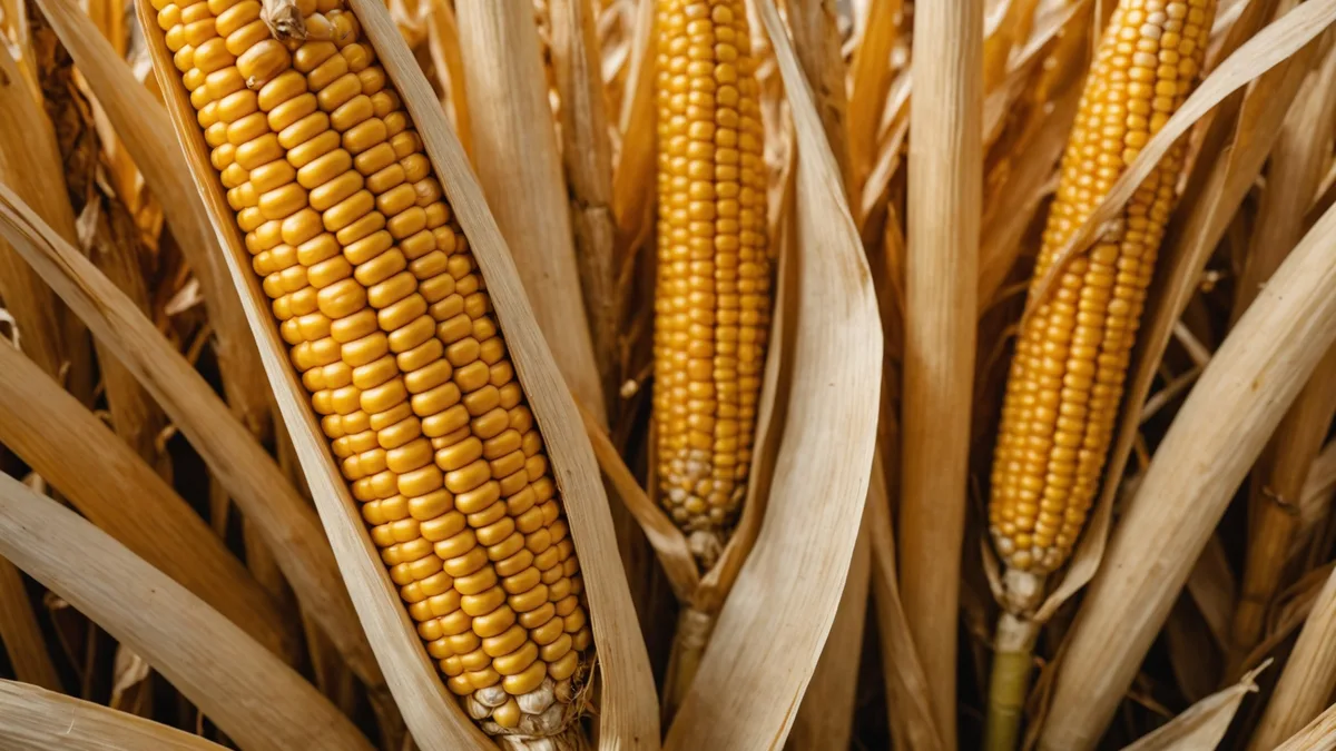 Corn harvest with a combine header and grain moisture measurement